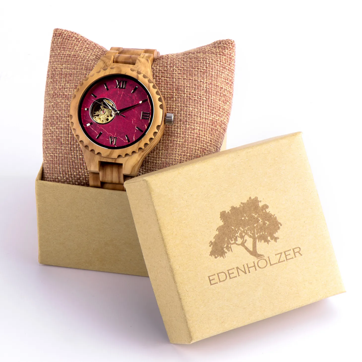 Edenhölzer Holzuhr Herren Armbanduhr Automatik Mistique Holzarmband
