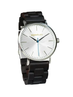 Edenhölzer Holzuhr Herren Armbanduhr Edelstahl Holzarmband Hardlex Guadelopue