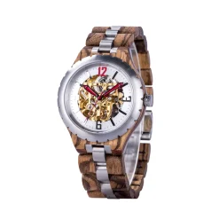 Edenhölzer Holzuhr Herren Armbanduhr Automatik Lombok Holzarmband ED086-005