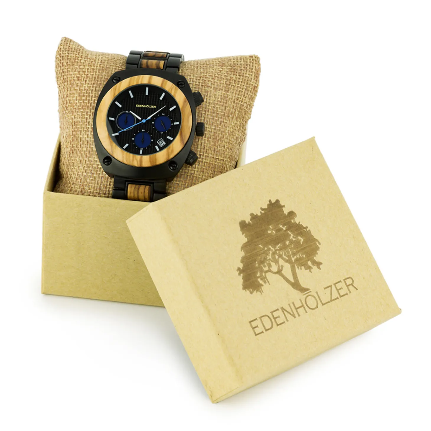 Edenhölzer Holzuhr Herren Armbanduhr Chronograph Padang ED103-001