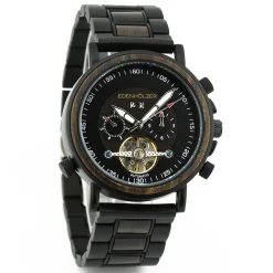 Edenhölzer Holzuhr Herren Armbanduhr Automatik Borneo Holzarmband Datumsanzeige