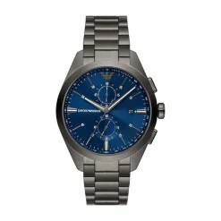 Emporio Armani Herren Armbanduhr Chronograph Gunmetal / Blau AR11481