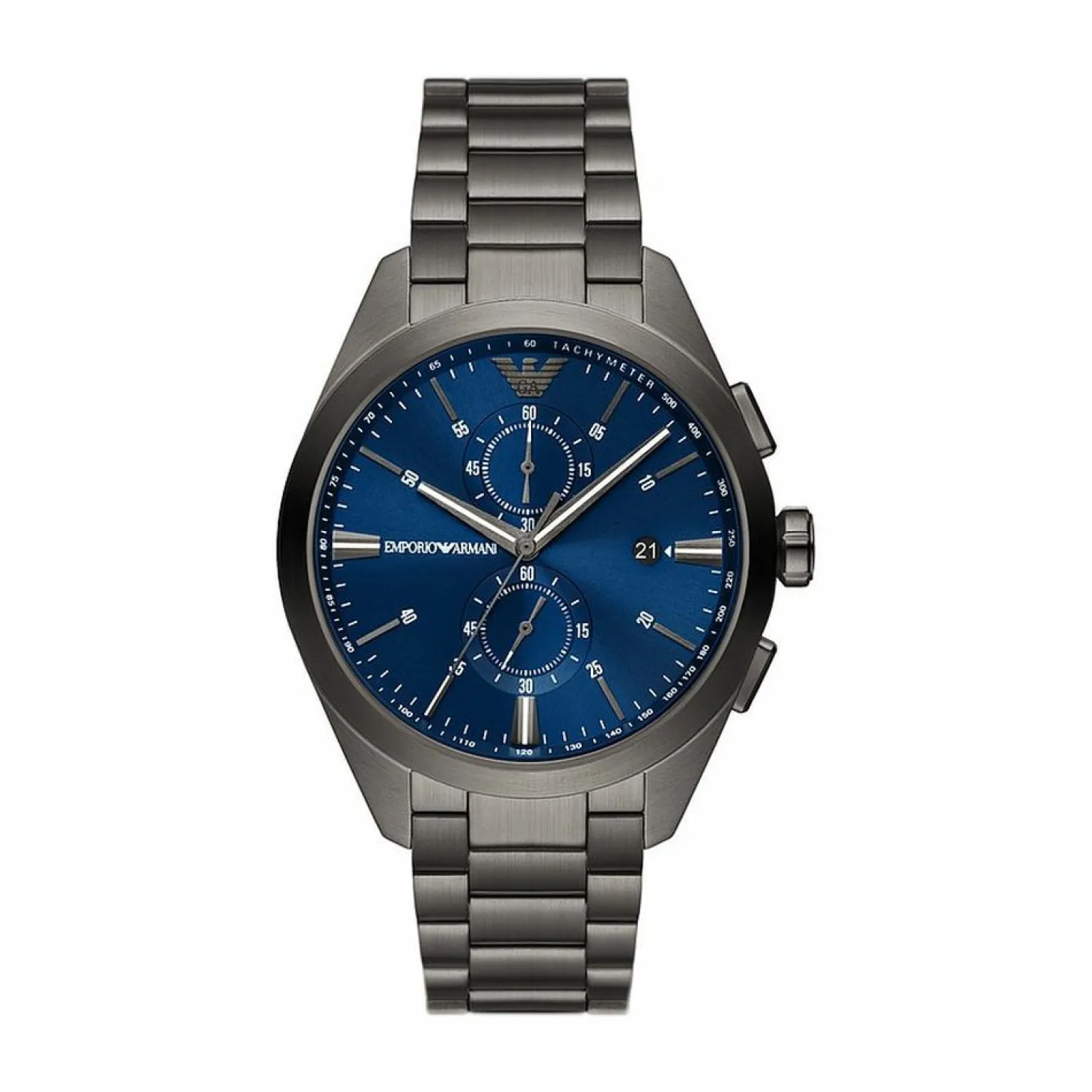 Emporio Armani Herren Armbanduhr Chronograph Gunmetal / Blau AR11481
