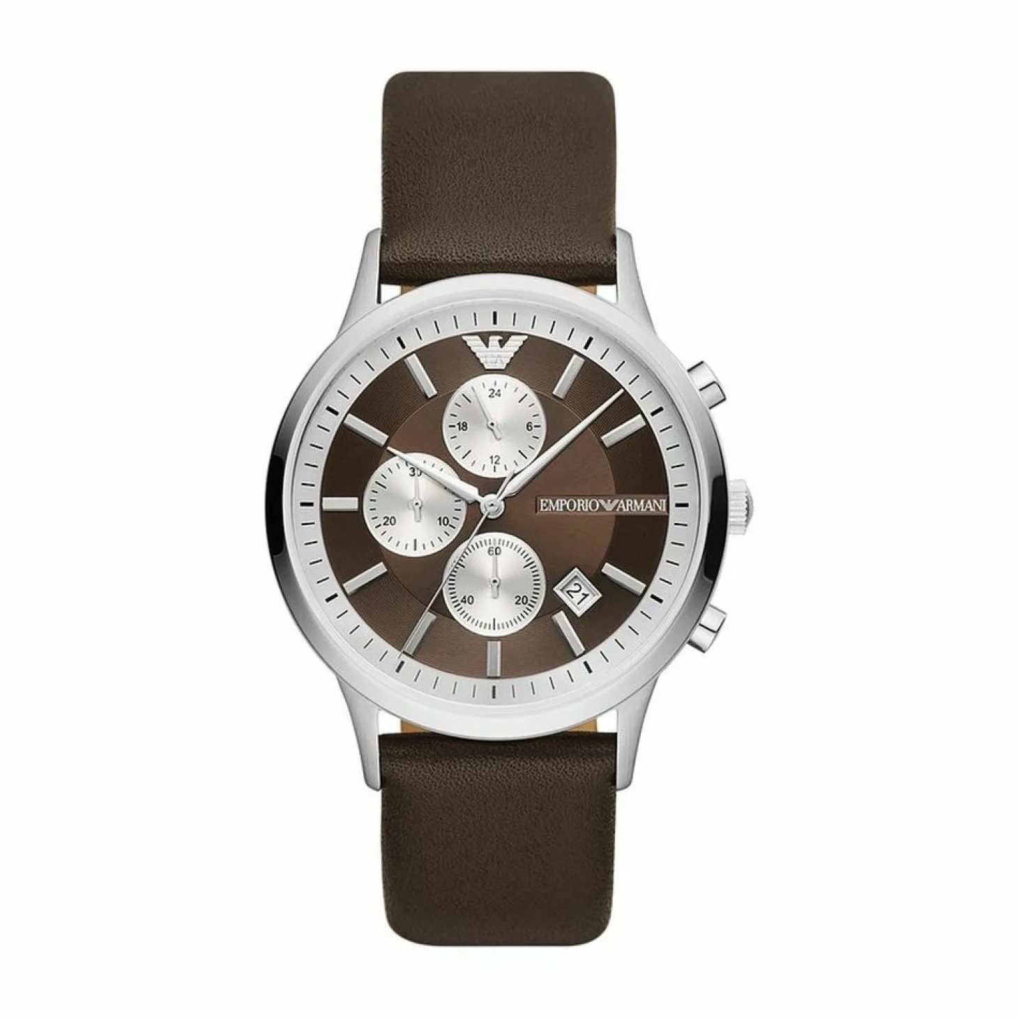 Emporio Armani Herren Armbanduhr Chronograph Braun / Silber AR11490