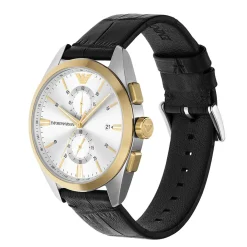 Emporio Armani Herren Armbanduhr Chronograph Claudio Schwarz/Silber AR11498