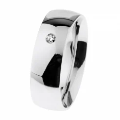 Ernstes Design Damen Diamant Ring Trauring Breite 6,5mm Größe 55 Silber R606-55