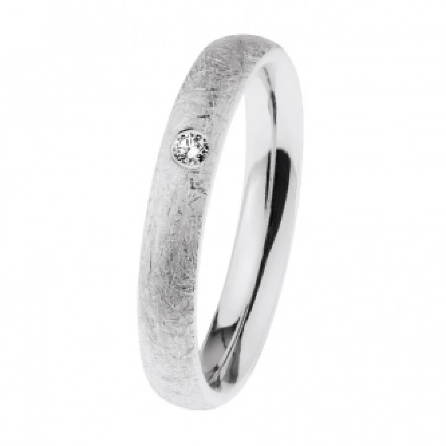 Ernstes Design Damen Diamantring Trauring Breite 3,5 Größe 55 Silber R623-55