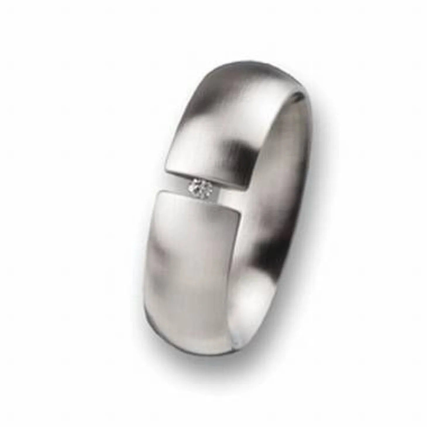 Ernstes Design Damen Edelstahl Ring mit Brillant Größe 54 Silber R30-7-BRI-54