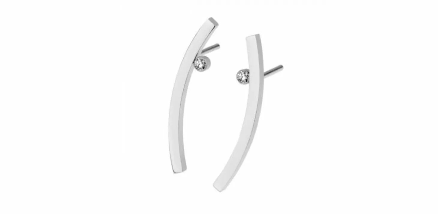 Ernstes Design Damen Ohrstecker mit Brillant Silber E513