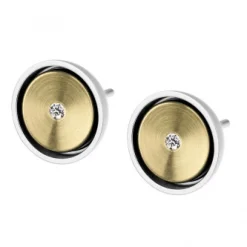 Ernstes Design Damen Ohrstecker mit Brillanten Bicolor E498