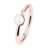 Ernstes Design Damen Ring Süßwasser-Button-Perle 6mm Größe 55 Rosegold R491-55
