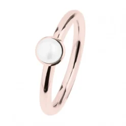 Ernstes Design Damen Ring Süßwasser-Button-Perle 6mm Größe 55 Rosegold R491-55
