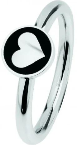 Ernstes Design Damen Statement Ring mit Herz Motiv Größe 55 Silber R480-55