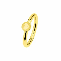 Ernstes Design Damen Statementring mit Herz Motiv Größe 55 Gold R478-55