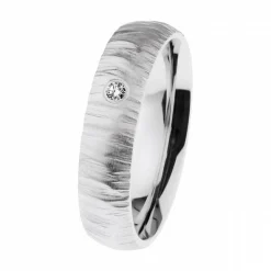 Ernstes Design Damen Trauring mit Diamant Größe 55 Silber R634-55