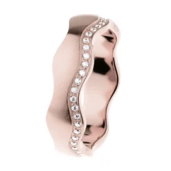 Ernstes Design Damen Wellenring Zirkonia Reihe Größe 57 Rosegold R559-57