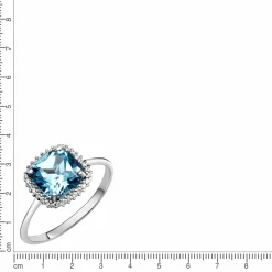 Fascination by Ellen K. 375 Weißgold mit Blautopas (beh.) und Zirkonia weiß Ring 41678900068446