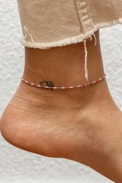 Fußkette 925 Silber rhodiniert Email in pink und türkis 41185185824862