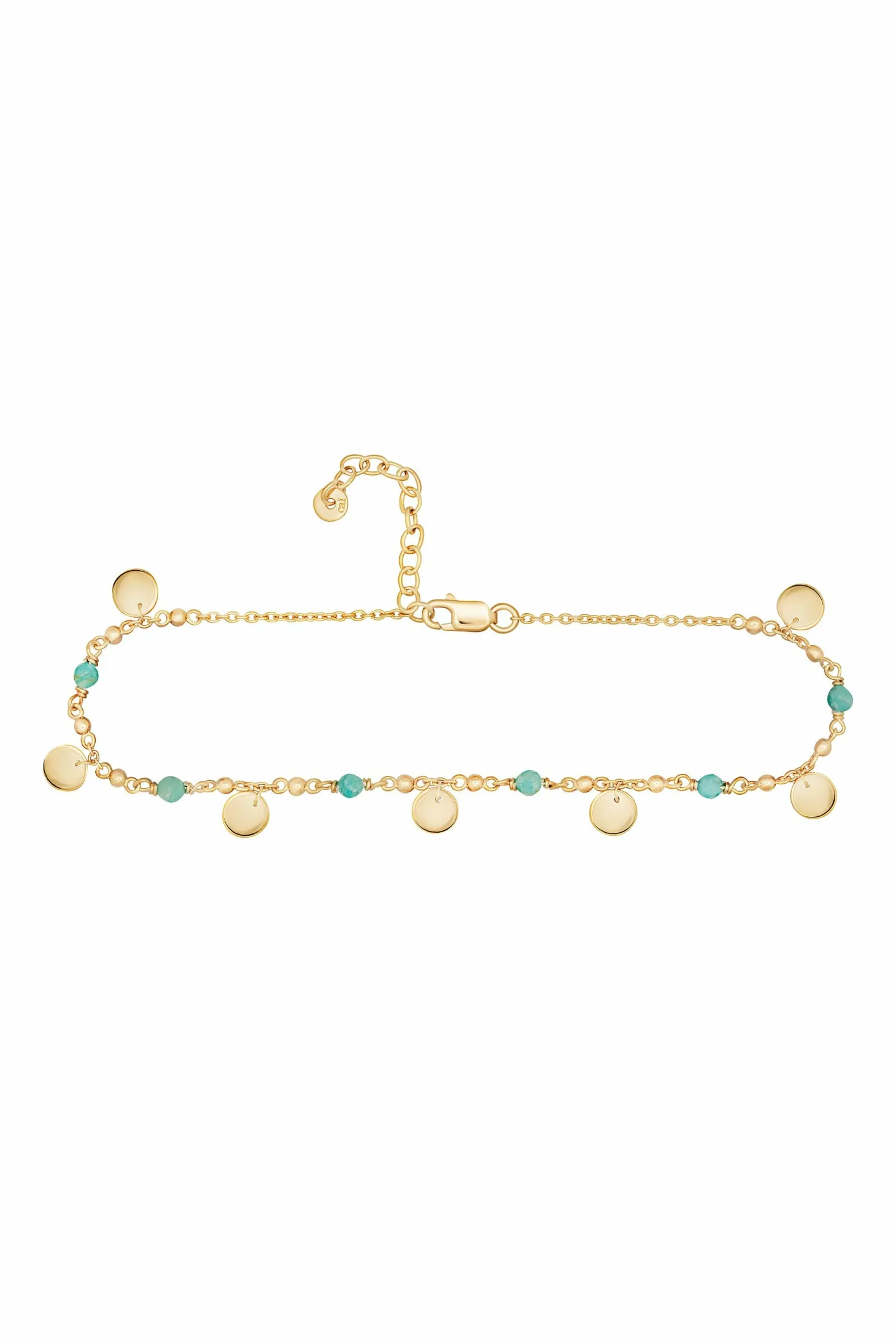 Fußkette 925 Silber vergoldet Amazonit Plättchen 41185000161374