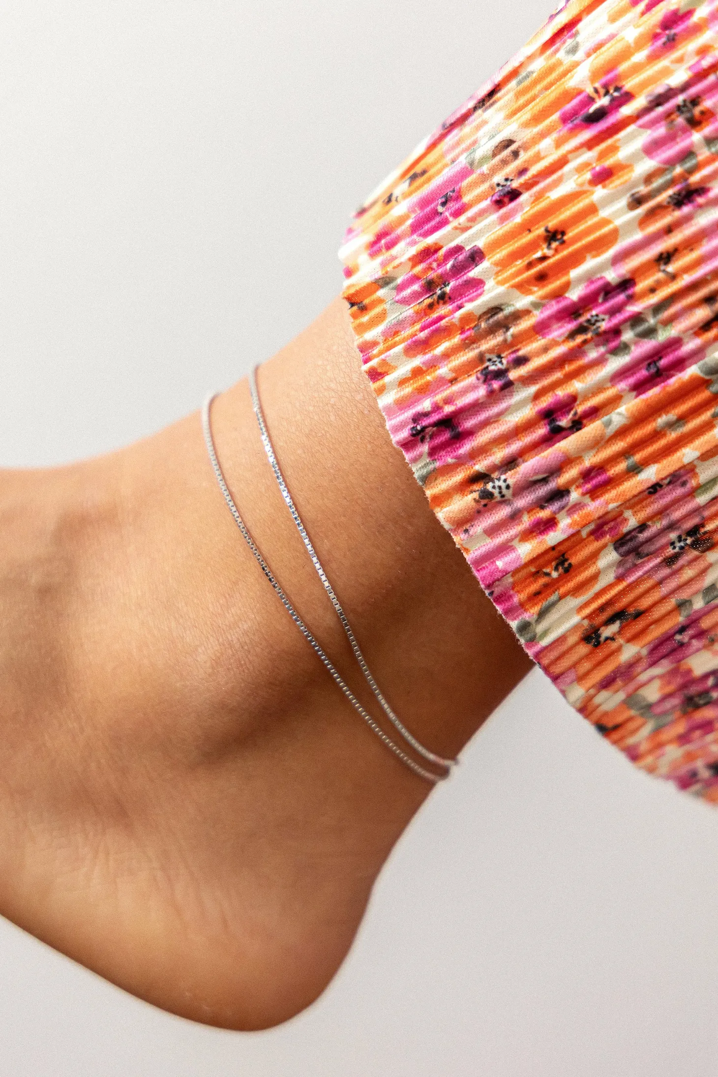 Fußkette 925/- Sterling Silber rhodiniert Venezianer Kette zweireihig 41184679919710