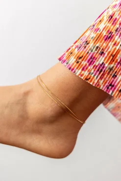 Fußkette 925/- Sterling Silber vergoldet Venezianer Kette zweireihig 41184680149086