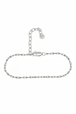 Fußkette 925/- Sterling Silber rhodiniert Flachpanzer Kette gedreht 41184793559134