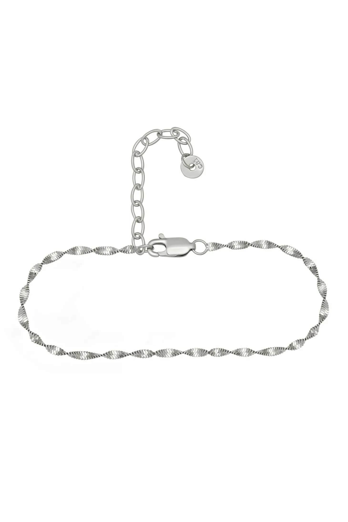 Fußkette 925/- Sterling Silber rhodiniert Flachpanzer Kette gedreht 41184793559134