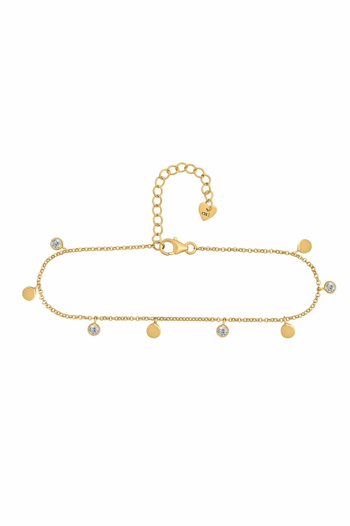 Fußkette 925 Sterling Silber gelb vergoldet Anhänger Plättchen Zirkonia 41184812793950