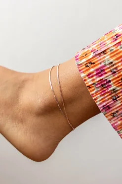 Fußkette 925/- Sterling Silber rosé vergoldet Venezianer Kette zweireihig 41184680575070