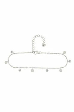 Fußkette 925 Sterling Silber rhodiniert Anhänger Plättchen Zirkonia 41184811876446