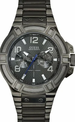 Guess Armbanduhr Herren-Armbanduhr XL Rigor Multifunktion Analog Quarz Edelstahl W0218G1