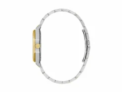 Guess Collection Damen Armbanduhr Coussin Sleek Mid Size Metall Silber Gelbgold Z25002L1MF