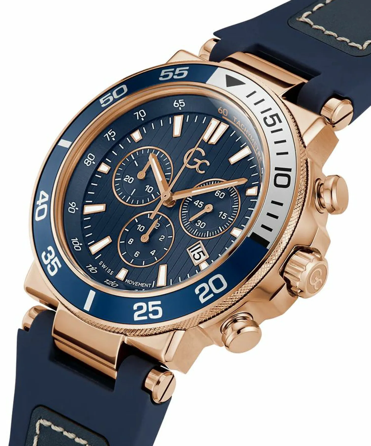 Guess Collection Herren Armbanduhr Gc One Sport Chrono Flexstrap Blau Z14008G7MF