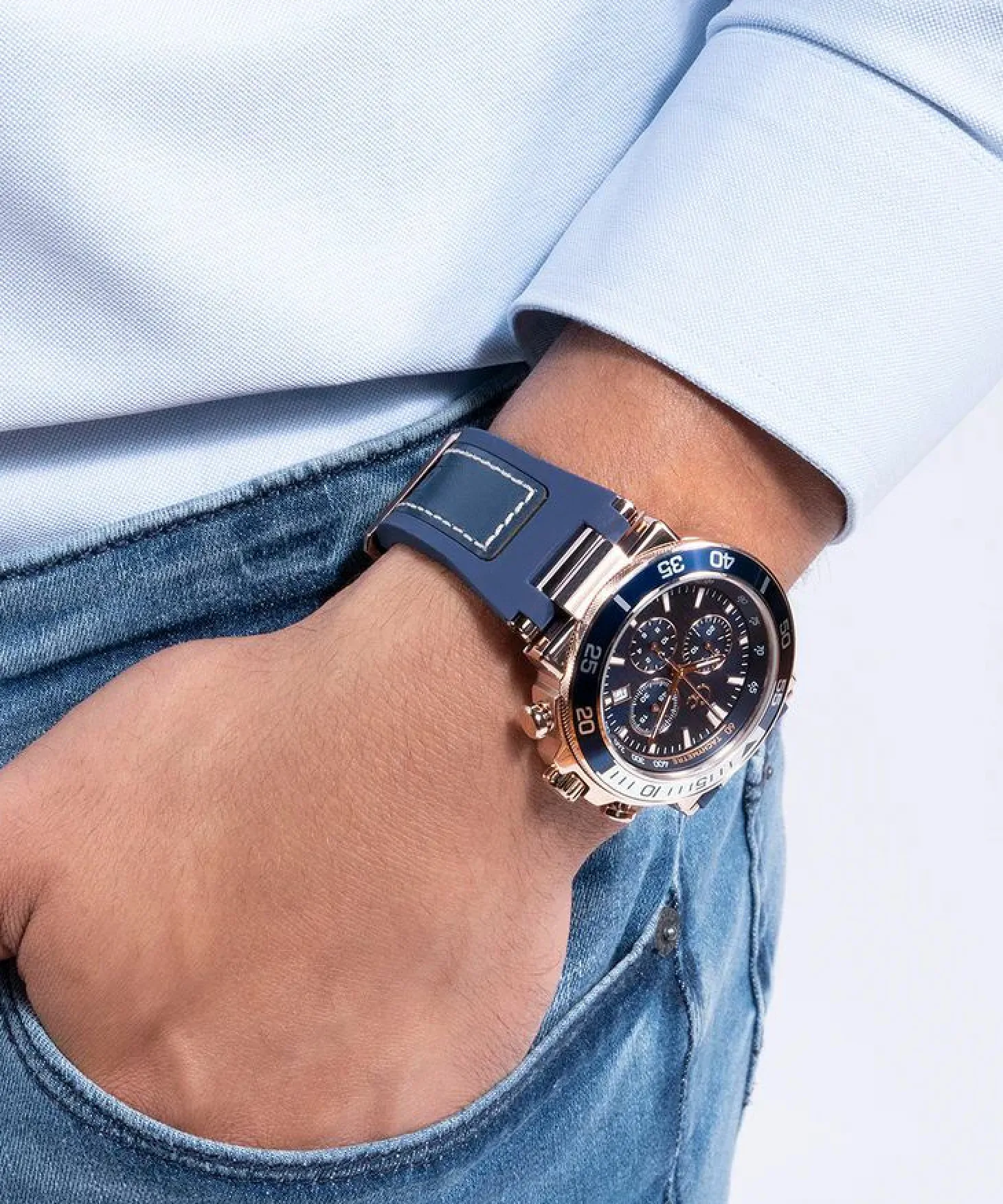 Guess Collection Herren Armbanduhr Gc One Sport Chrono Flexstrap Blau Z14008G7MF