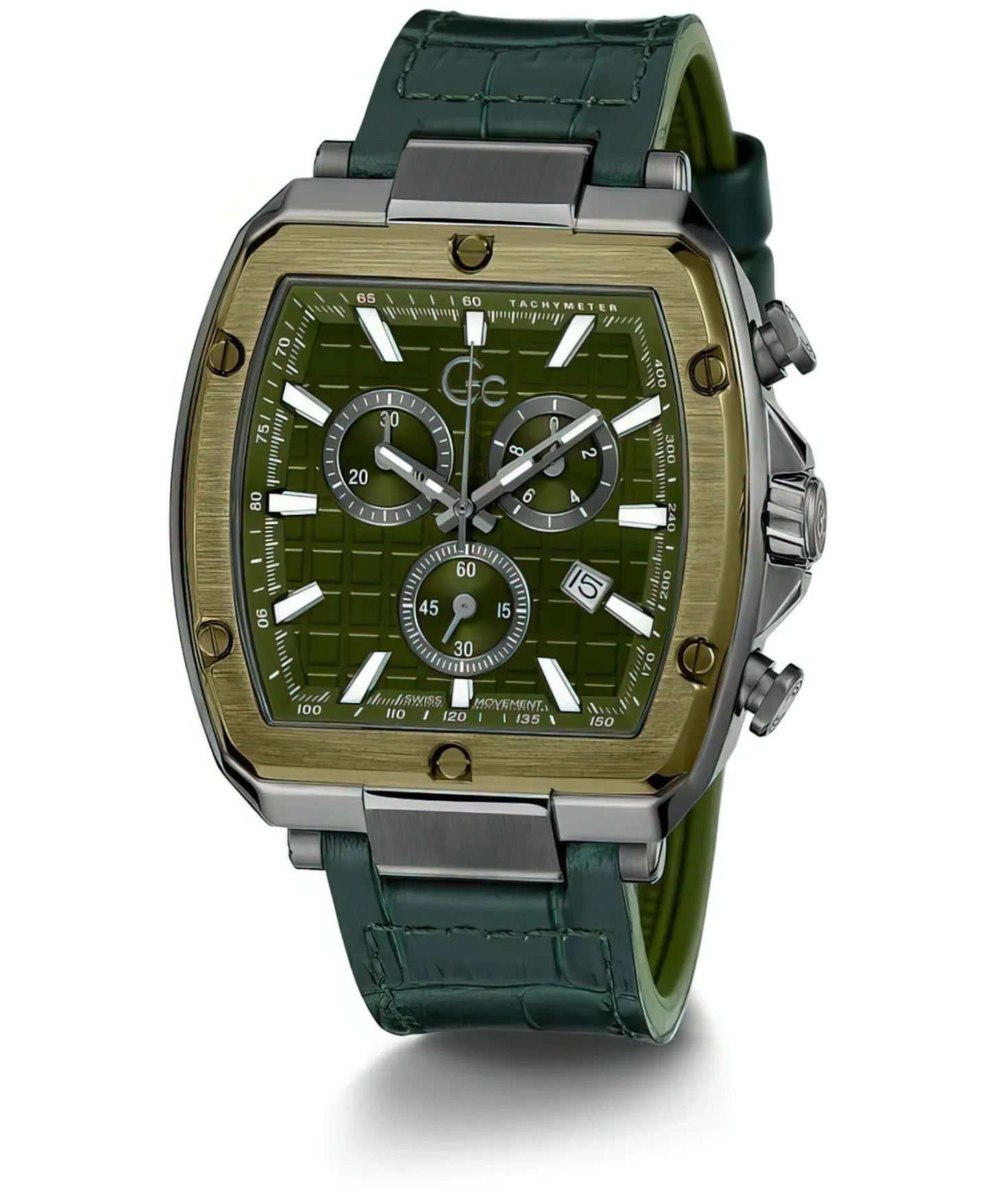 Guess Collection Herrenuhr Spirit Tonneau grün Y83011G9MF