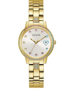 Guess Damen Armbanduhr THREE OF HEARTS gold 34 mm GW0657L2