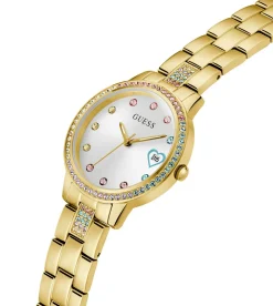 Guess Damen Armbanduhr THREE OF HEARTS gold 34 mm GW0657L2