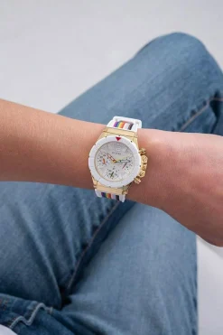 Guess Damen Armbanduhr Active Life 38 mm Regenbogenarmband und -markierungen Armband Silicone GW0432L1