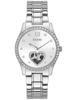 Guess Damen Armbanduhr Be Loved 38 mm Herz auf Zifferblatt Armband Edelstahl GW0380L1