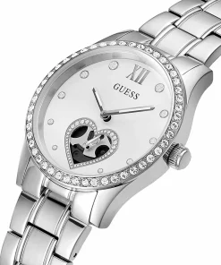 Guess Damen Armbanduhr Be Loved 38 mm Herz auf Zifferblatt Armband Edelstahl GW0380L1