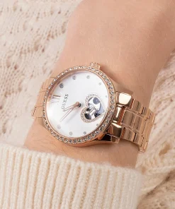 Guess Damen Armbanduhr Be Loved 38 mm Herz auf Zifferblatt Armband Edelstahl GW0380L3