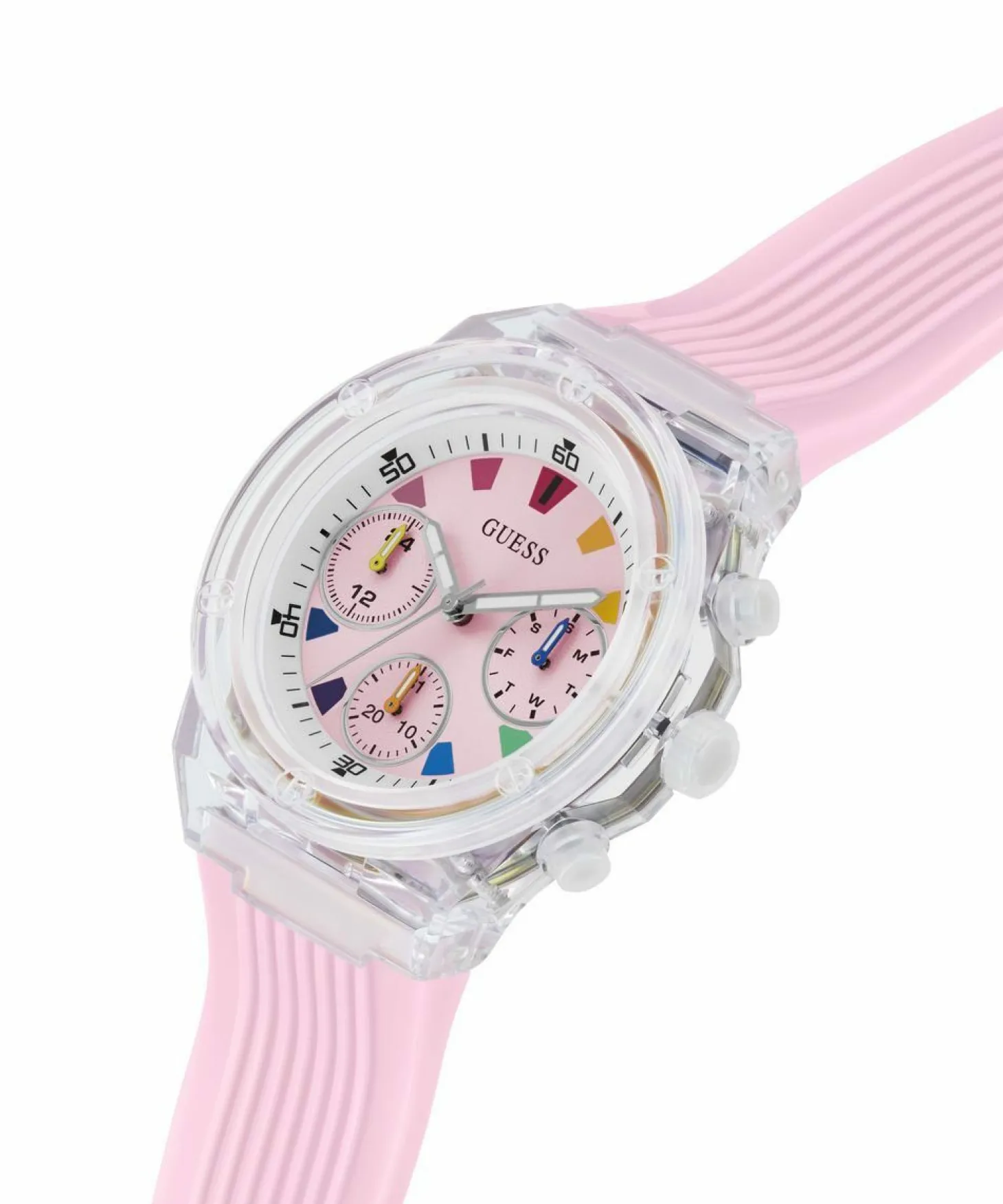 Guess Damen Armbanduhr Chronograph Athena rosa 39 mm GW0438L7