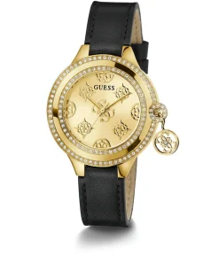 GUESS Damen Armbanduhr CHARMED in Schwarz und Goldfarben GW0684L3