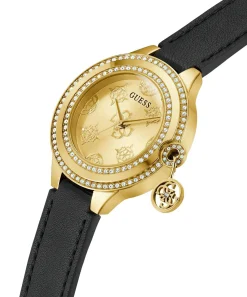 GUESS Damen Armbanduhr CHARMED in Schwarz und Goldfarben GW0684L3