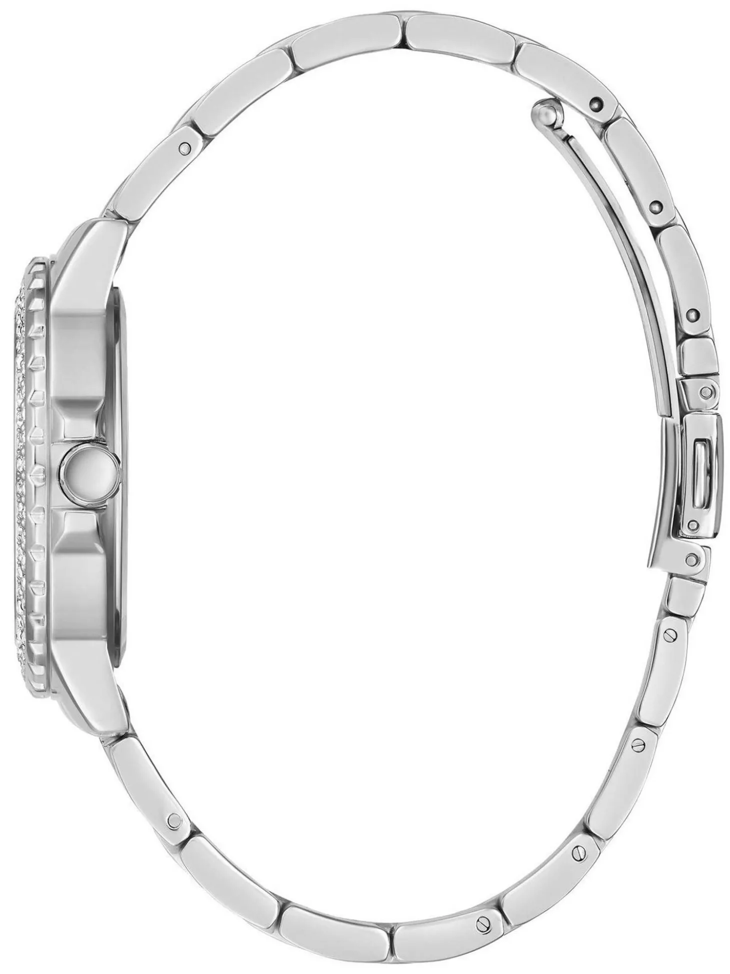 Guess Damen Armbanduhr Crown Jewel 36 mm Strasssteine auf dem Gehäuse Armband Edelstahl GW0410L1
