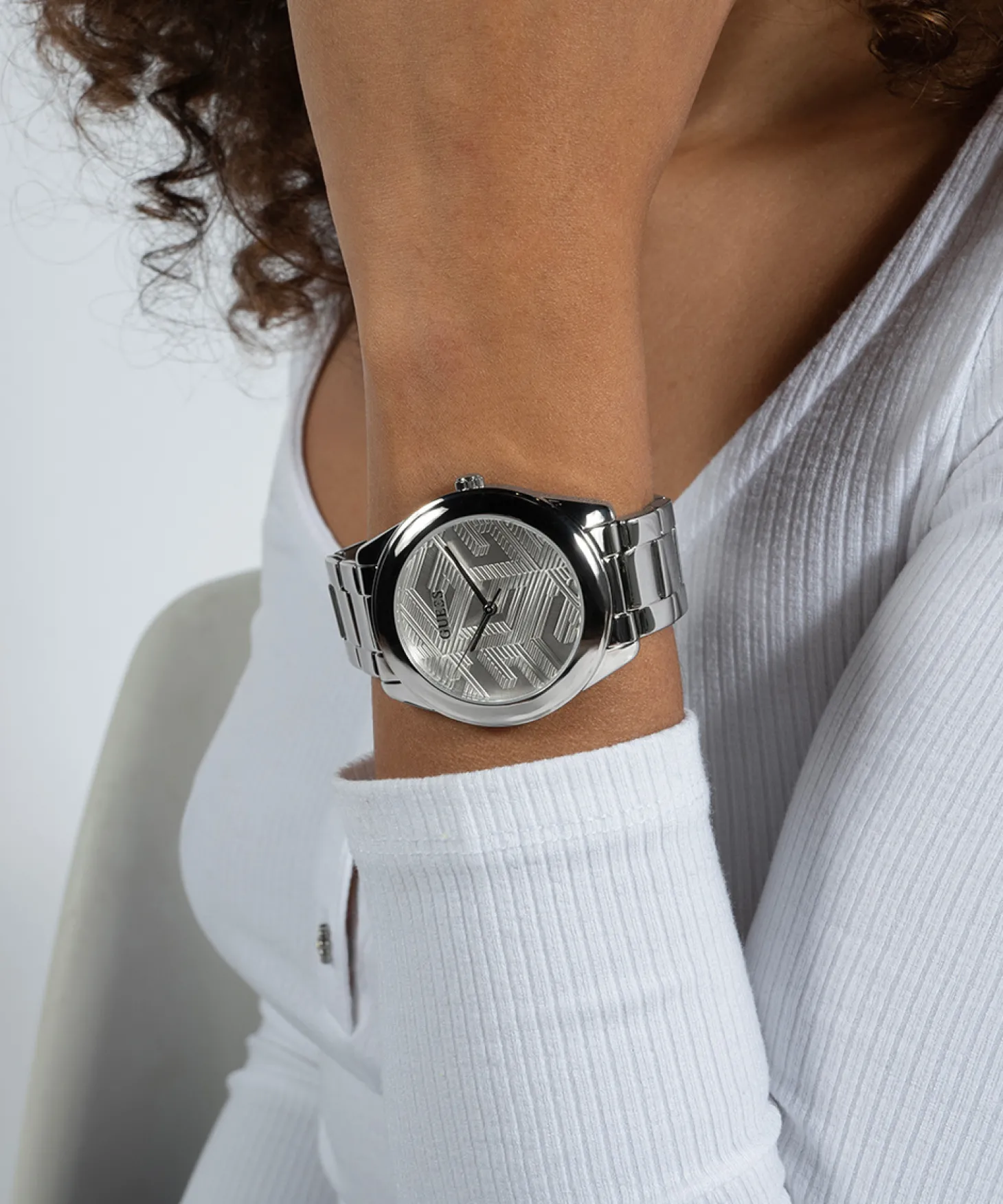 Guess Damen Armbanduhr Cubed silber 40 mm GW0606L1