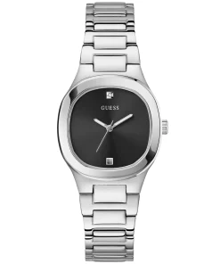 Guess Damen Armbanduhr Eve silber, schwarz 32 mm GW0615L1