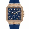 Guess Damen Armbanduhr Libra Multifunktion blau, rosegold 34 mm GW0618L2
