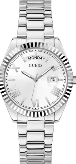 Guess Damen Armbanduhr Luna, Day/Date silber 36 mm GW0308L1
