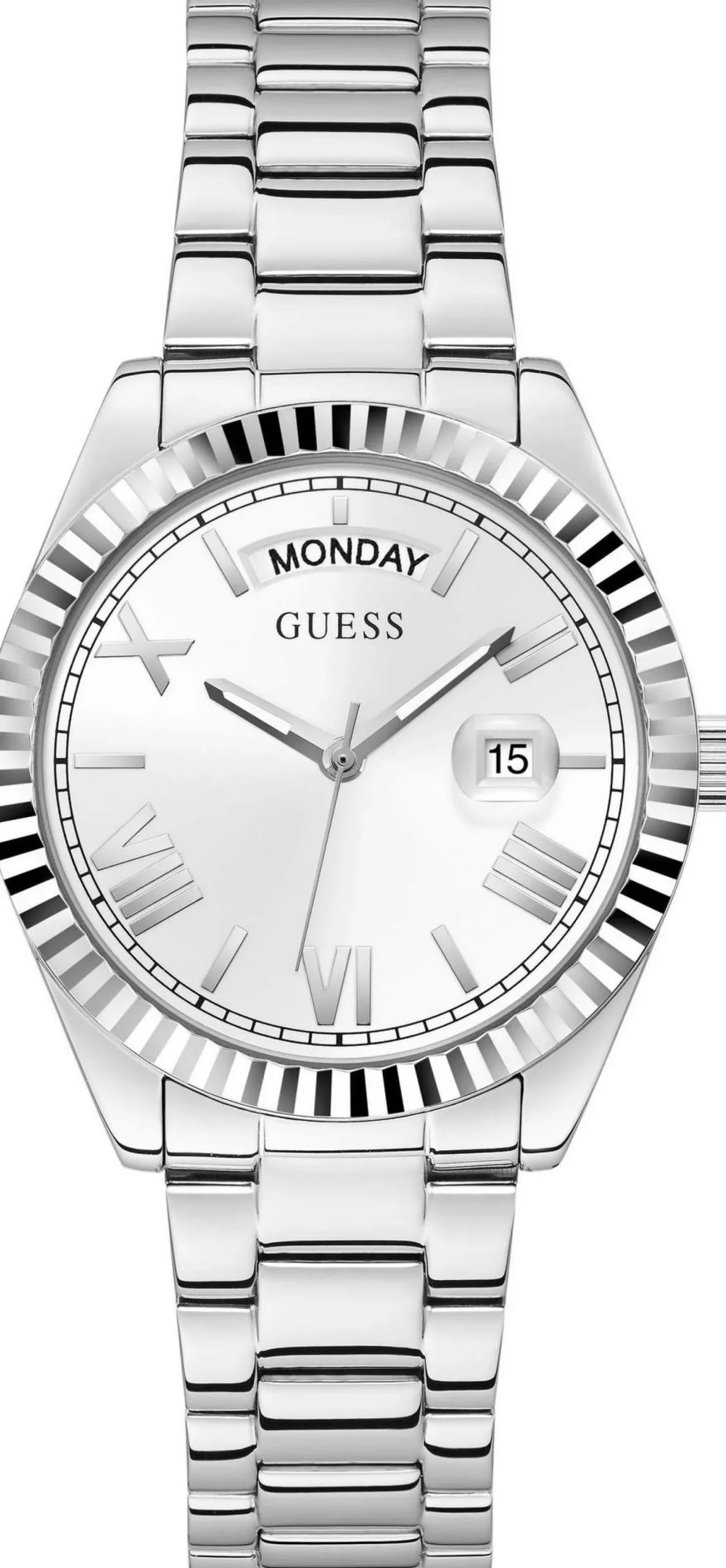 Guess Damen Armbanduhr Luna, Day/Date silber 36 mm GW0308L1